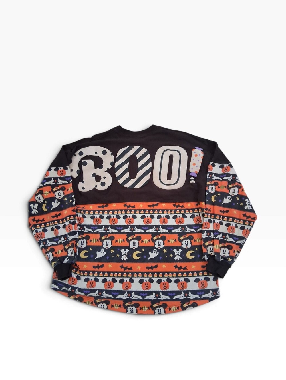 Disney Parks Halloween Spirit Jersey  Sweater Pumpkin Mickey Ghost BOO  Sz M